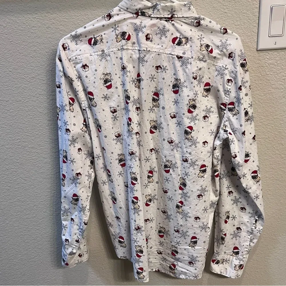 K114- Boys size XL puppy Christmas button up